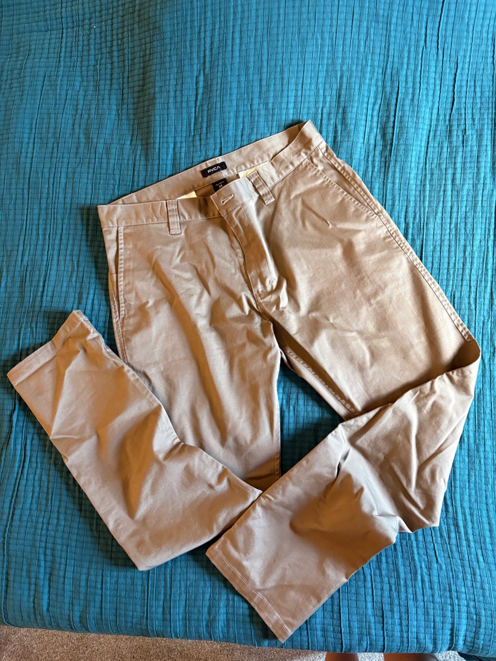 RVCA Men’s Khaki Slim Chinos - Picture 2 of 5